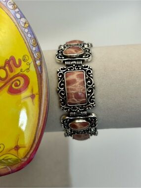 Brighton Park Avenue Bracelet Pink Leather Silver Plated 7.5" Vintage & Tin